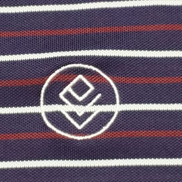Peter Millar Mens Sz Large Striped Summer Comfort Polo Shirt Navy Red White - Picture 5 of 11